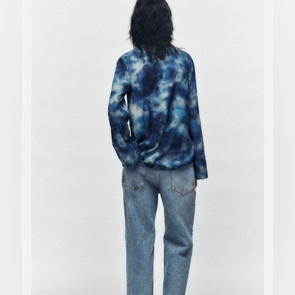 Zara Blue Tie-Dye Women's Blouse - Picture 10 of 10